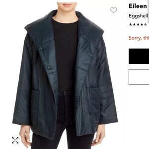 WT Eileen Fisher Eggshell Nylon Hooded Boxy Puffer Coat xs  minimalist preppy